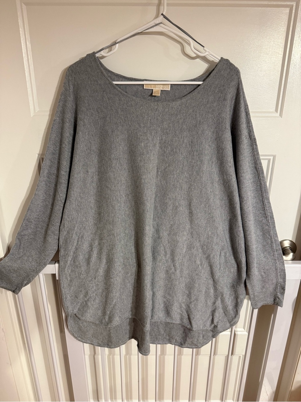 Michael Kors Light Gray Scoop Neck Pullover Sweater